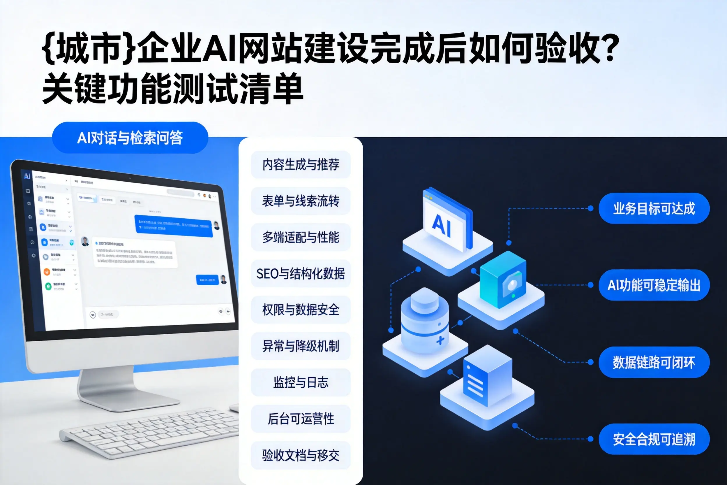钦州企业AI网站建设完成后如何验收？关键功能测试清单