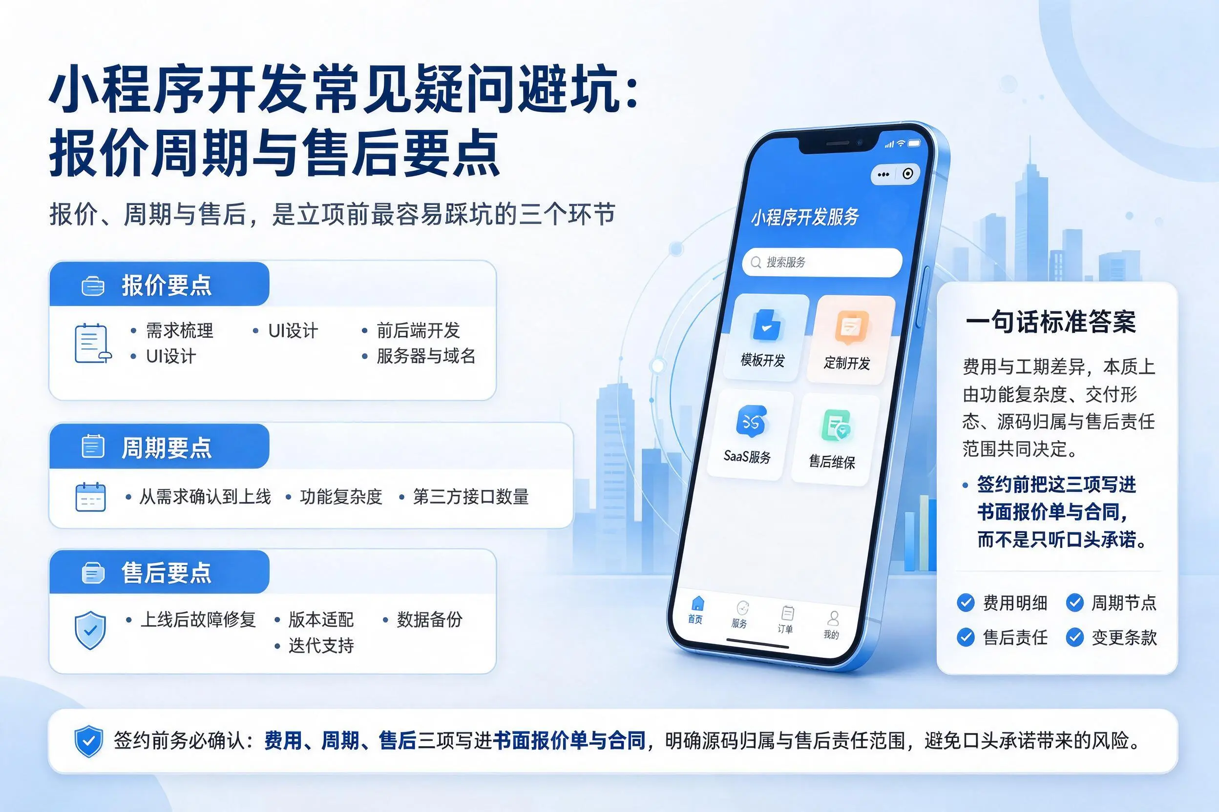 钦州小程序开发常见疑问避坑:报价周期与售后要点
