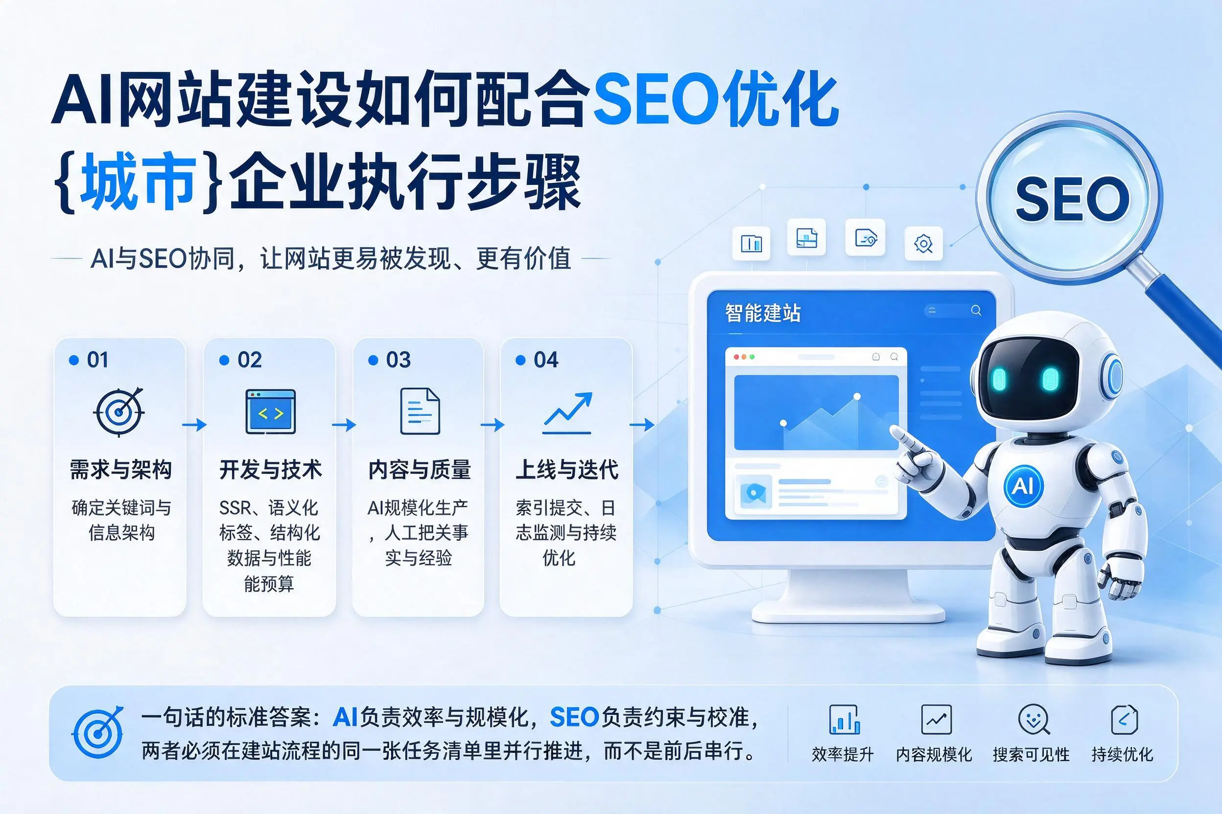 AI网站建设如何配合SEO优化,钦州企业执行步骤