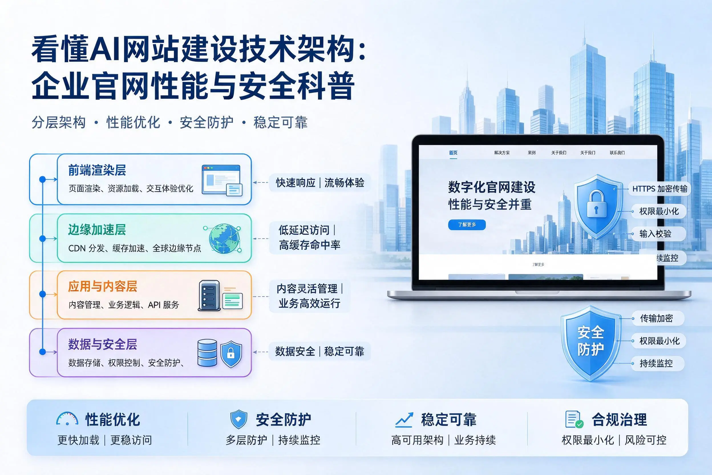 看懂AI网站建设技术架构:钦州企业官网性能与安全科普