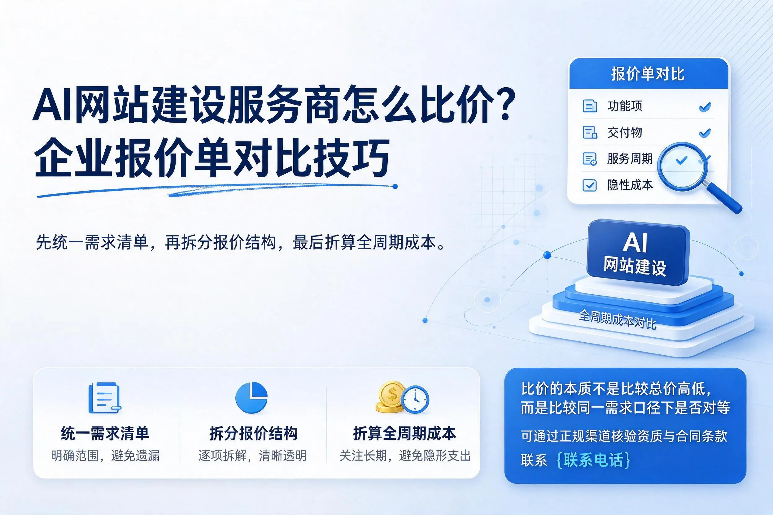 AI网站建设服务商怎么比价?钦州企业报价单对比技巧