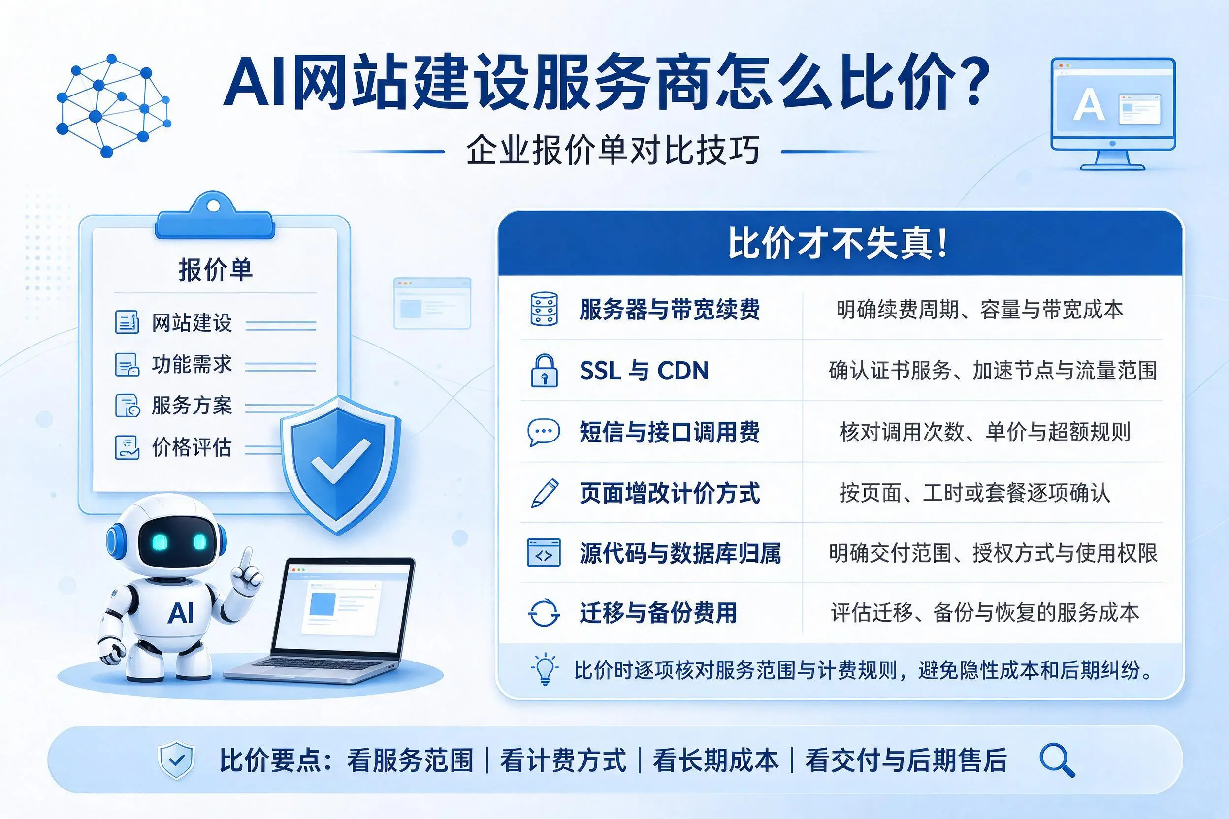 AI网站建设服务商怎么比价?钦州企业报价单对比技巧