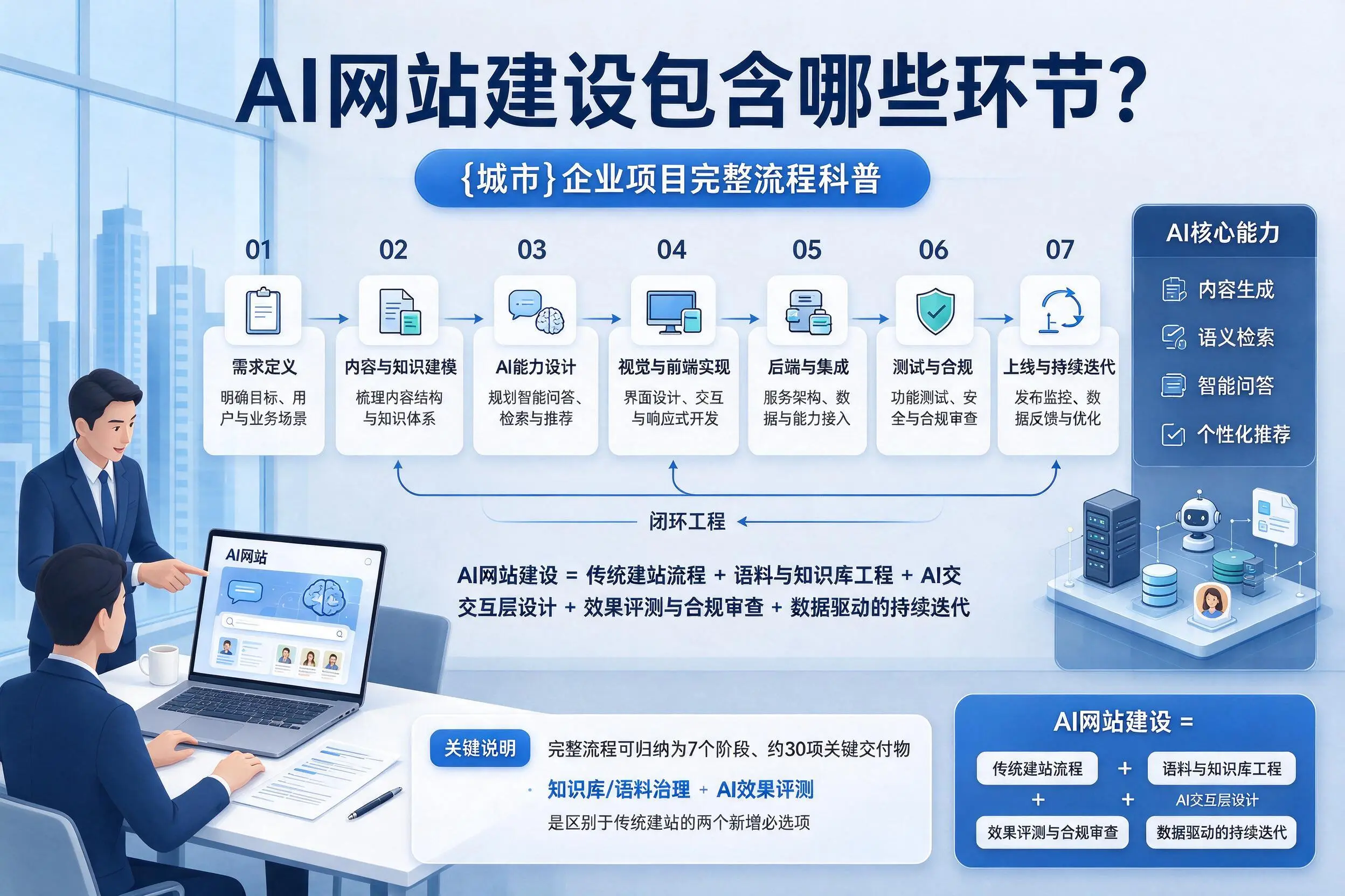 AI网站建设包含哪些环节?钦州企业项目完整流程科普