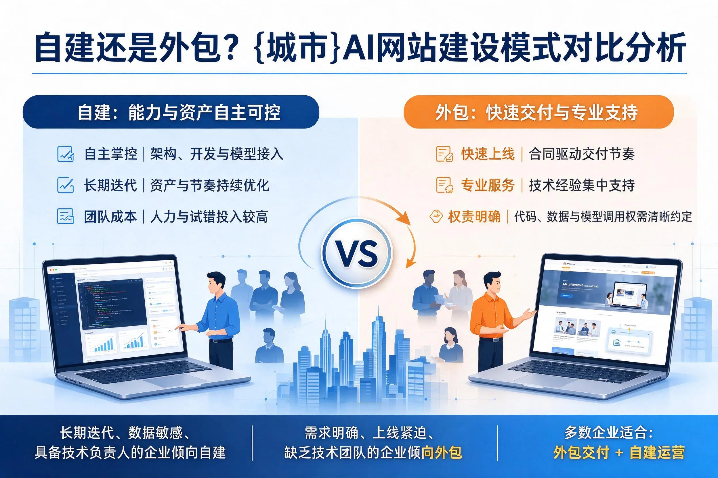 自建还是外包?钦州AI网站建设模式对比分析