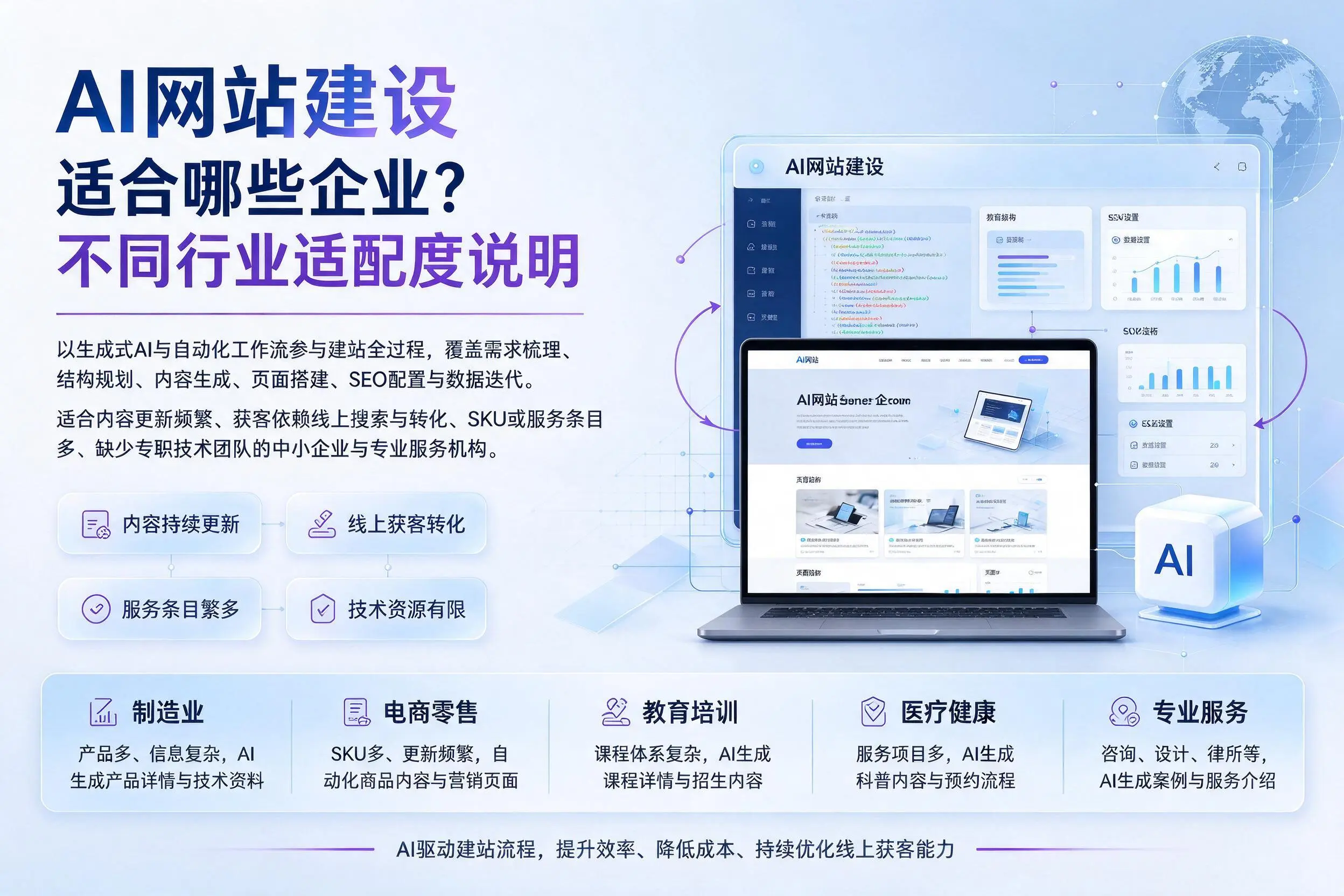 AI网站建设适合哪些企业?钦州不同行业适配度说明